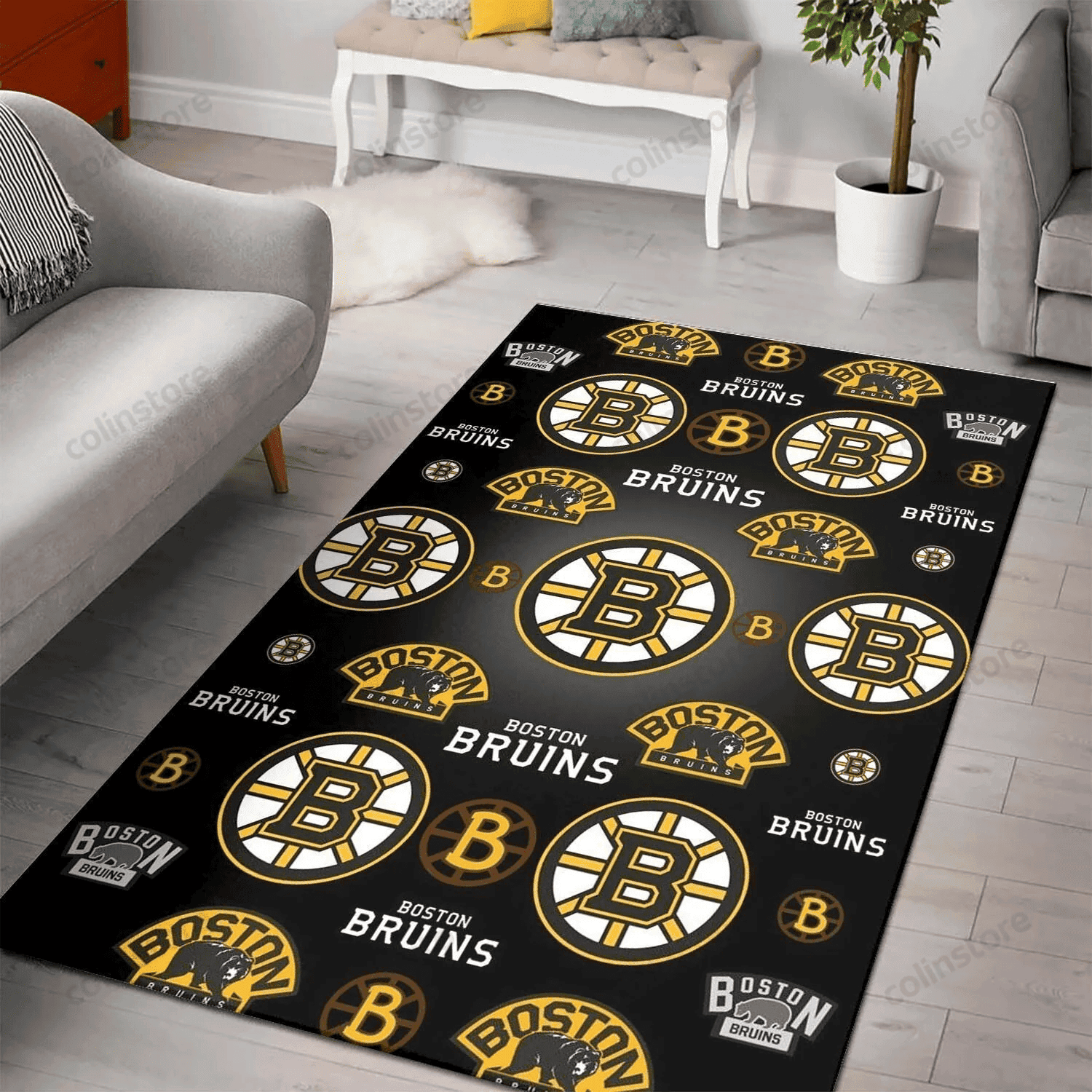 Boston Bruins 3D Rectangle Area Rug – Full Print Carpet For Living Room & Bedroom Home Decor