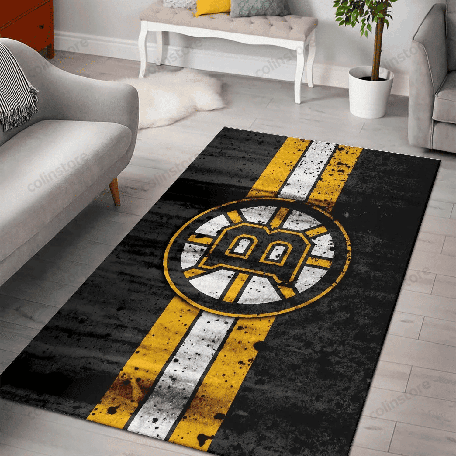 Boston Bruins 3D Rectangle Area Rug – Full Print Carpet For Living Room & Bedroom Home Decor
