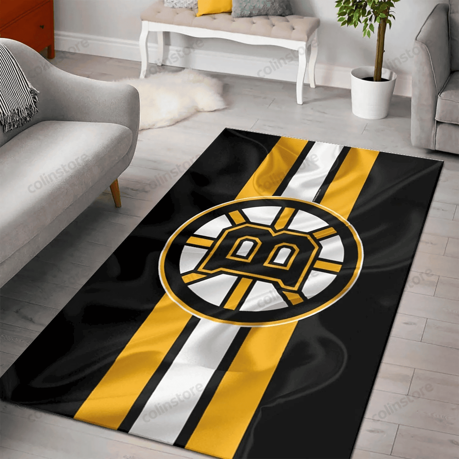 Boston Bruins 3D Rectangle Area Rug – Full Print Carpet For Living Room & Bedroom Home Decor