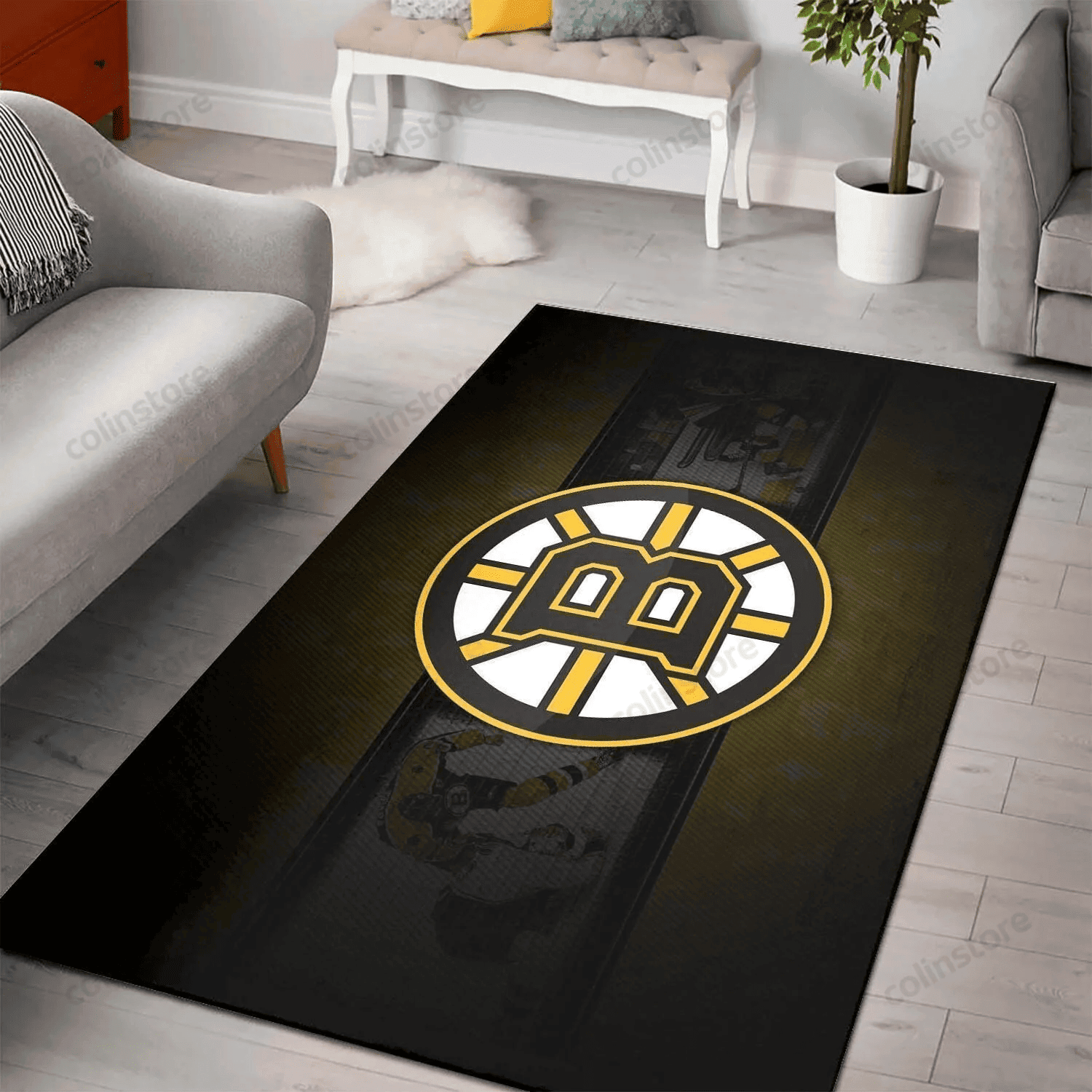 Boston Bruins 3D Rectangle Area Rug – Full Print Carpet For Living Room & Bedroom Home Decor