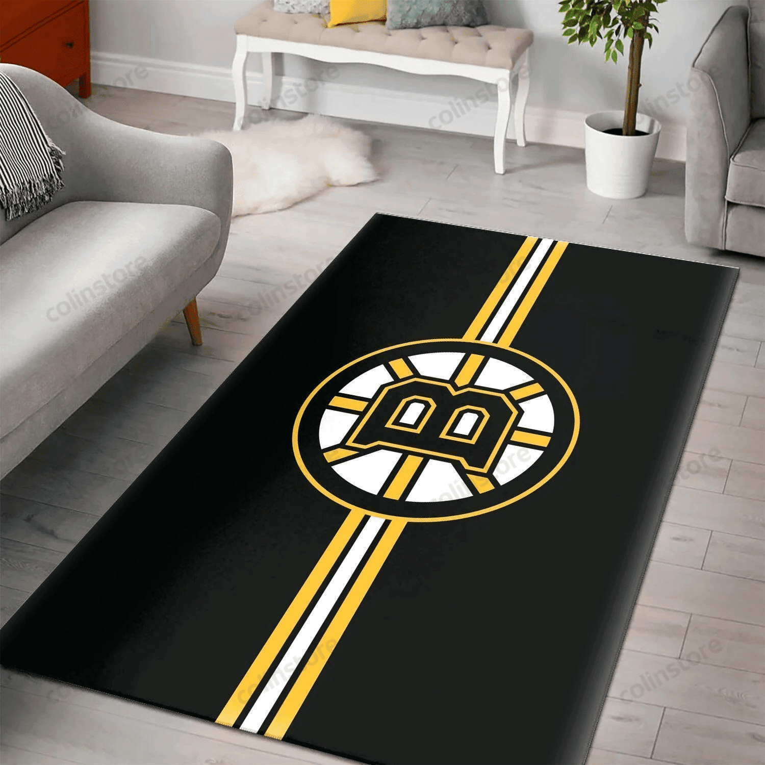 Boston Bruins 3D Rectangle Area Rug – Full Print Carpet For Living Room & Bedroom Home Decor