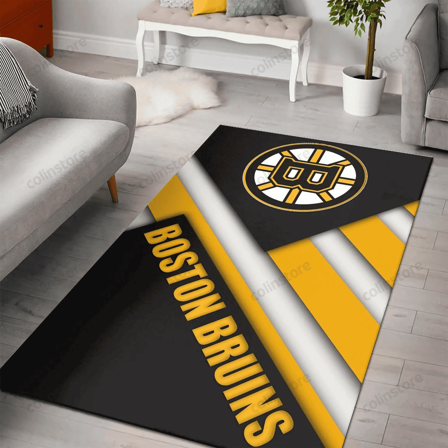 Boston Bruins 3D Rectangle Area Rug – Full Print Carpet For Living Room & Bedroom Home Decor