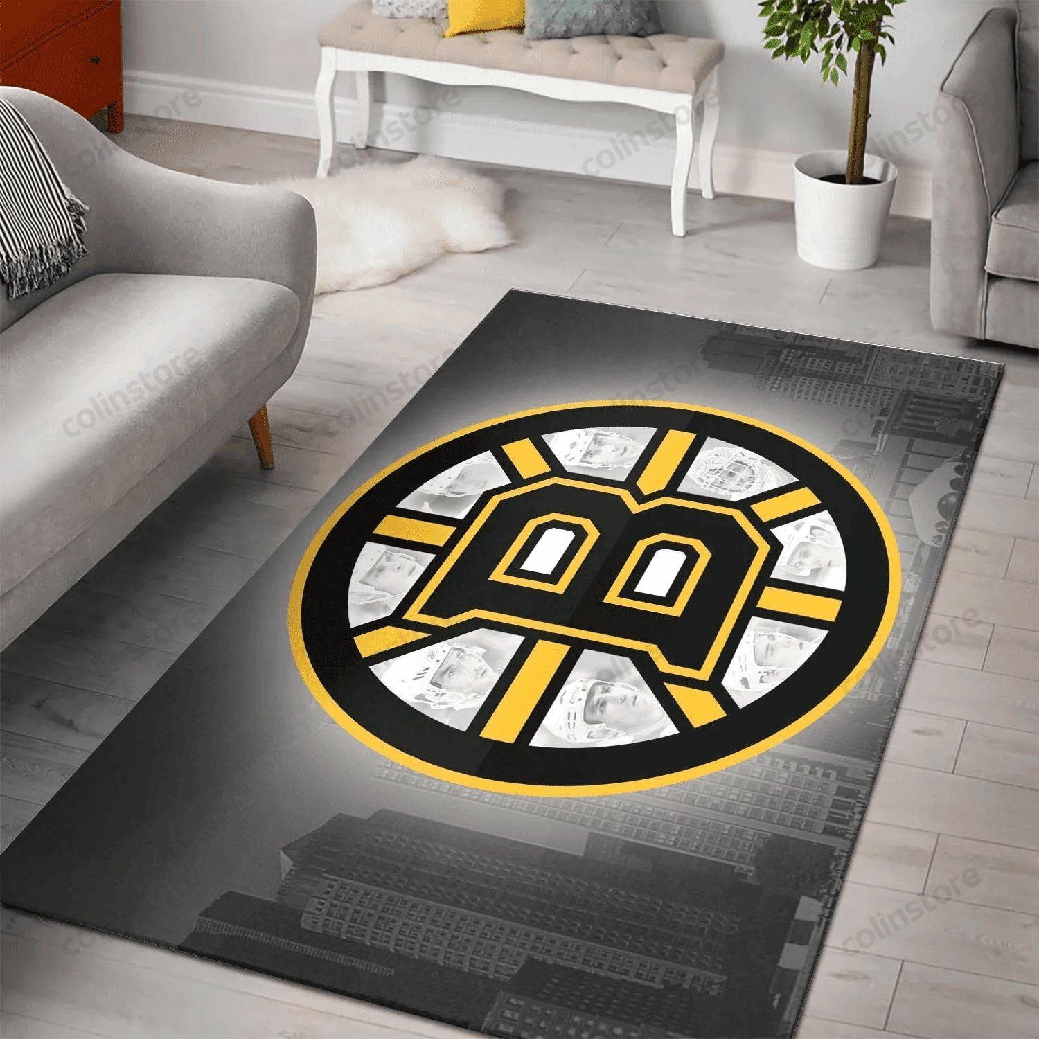 Boston Bruins 3D Rectangle Area Rug – Full Print Carpet For Living Room & Bedroom Home Decor