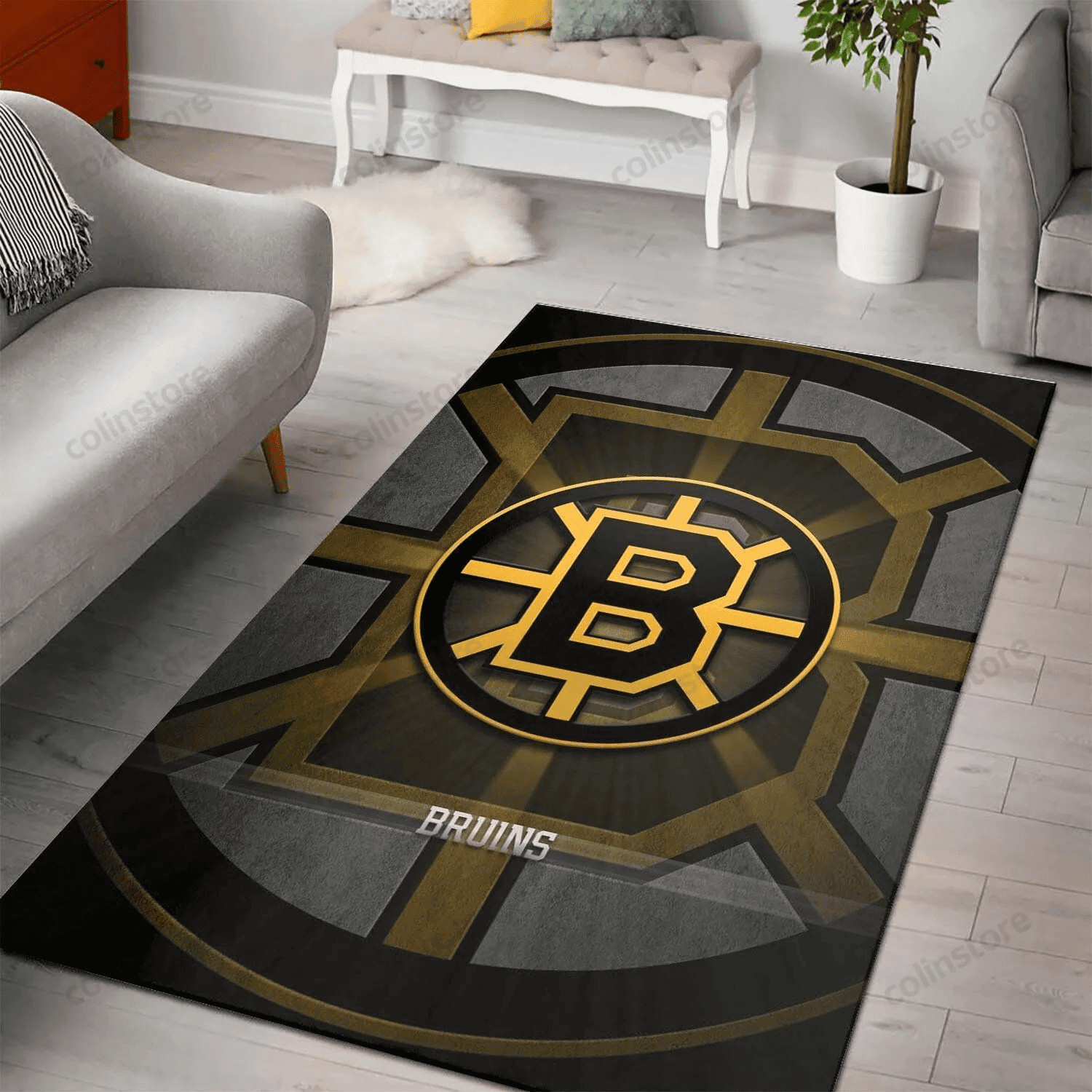 Boston Bruins 3D Rectangle Area Rug – Full Print Carpet For Living Room & Bedroom Home Decor