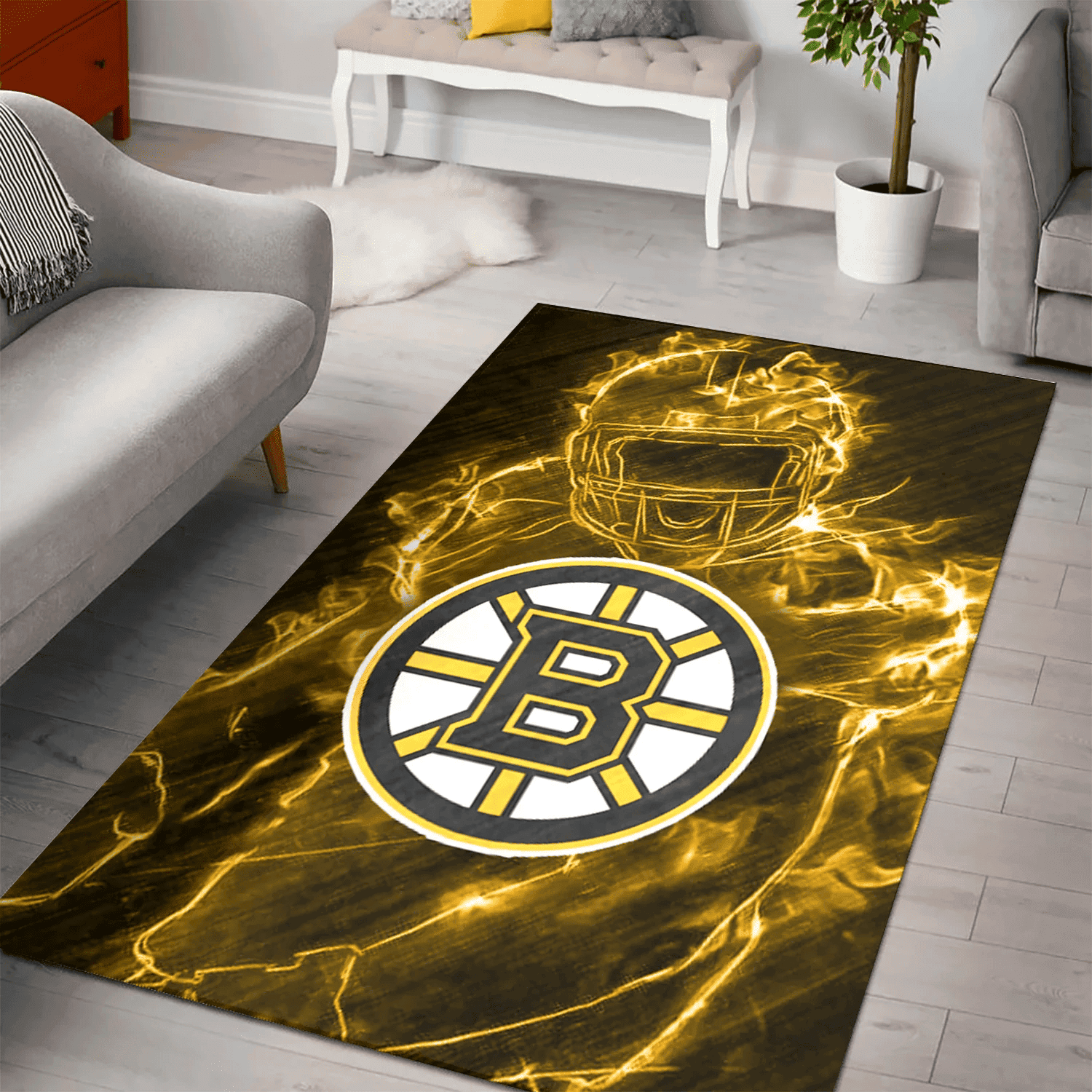 Boston Bruins Legend 3D Full Print Rectangle Area Rug – Full Print Carpet For Living Room & Bedroom Home Decor