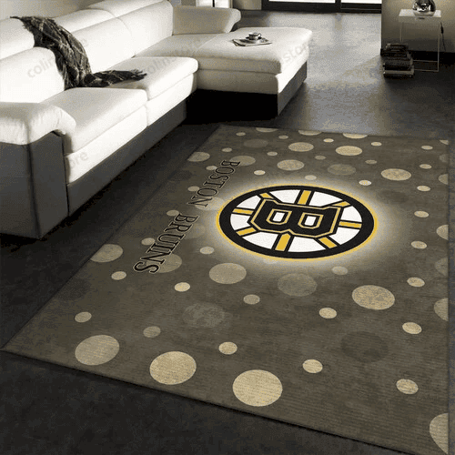 Boston Bruins Logo Hockey Rectangle Area Rug – Full Print Carpet For Living Room & Bedroom Home Decor
