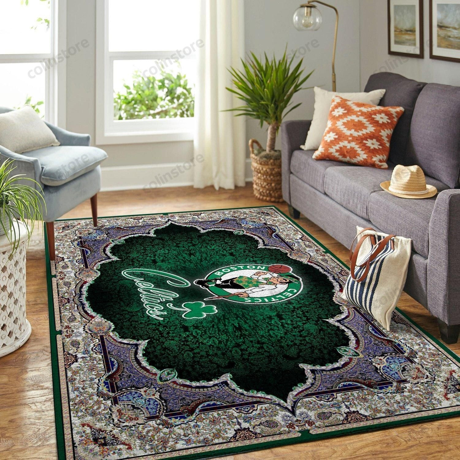 Boston Celtics 3D Rectangle Area Rug – Full Print Carpet For Living Room & Bedroom Home Decor