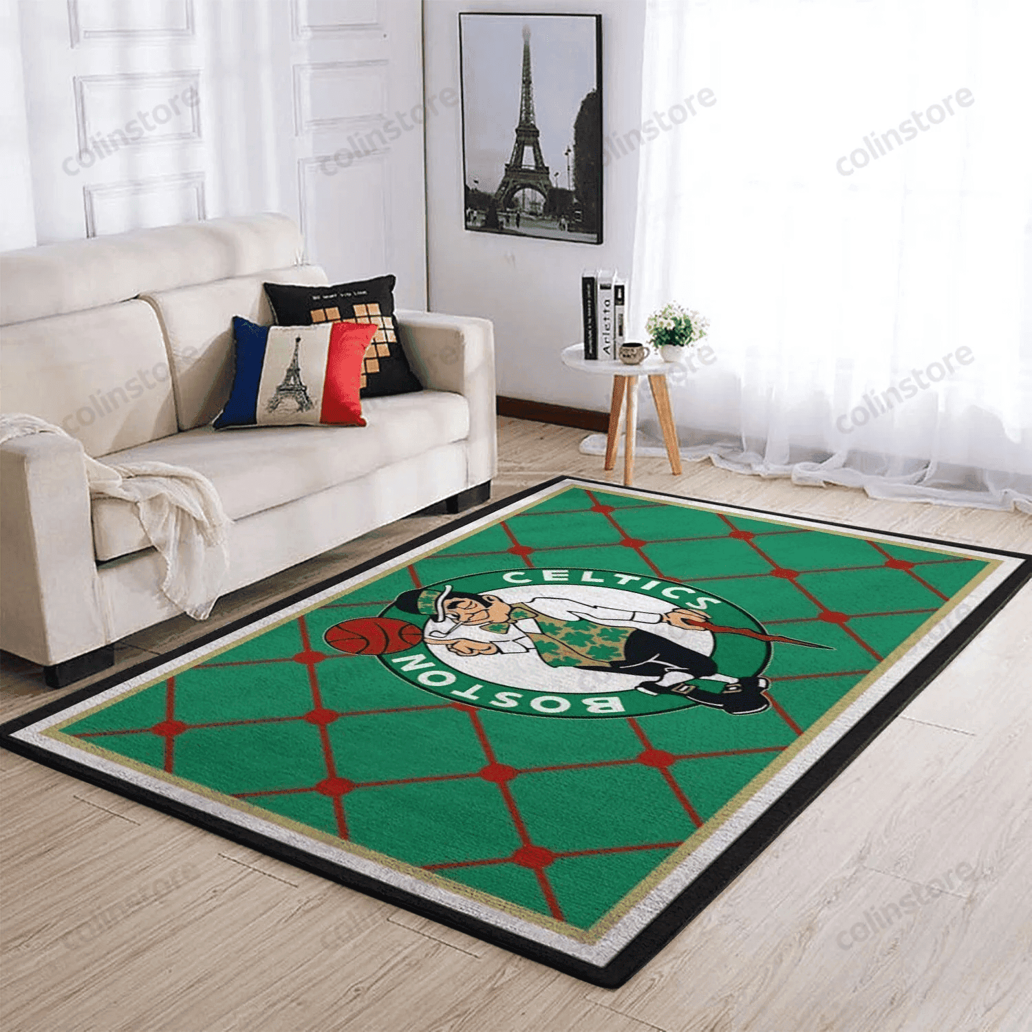 Boston Celtics 3D Rectangle Area Rug – Full Print Carpet For Living Room & Bedroom Home Decor