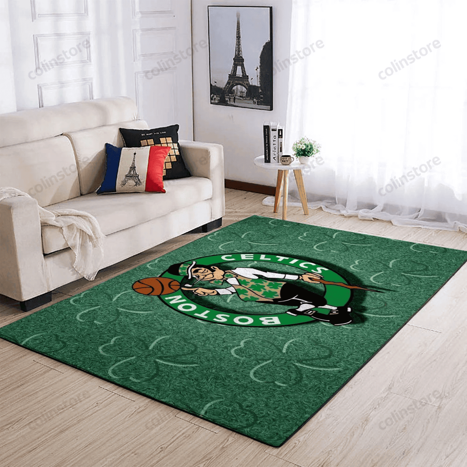 Boston Celtics Basketball Team Logo 3D Rectangle Area Rug – Full Print Carpet For Living Room & Bedroom Home Decor