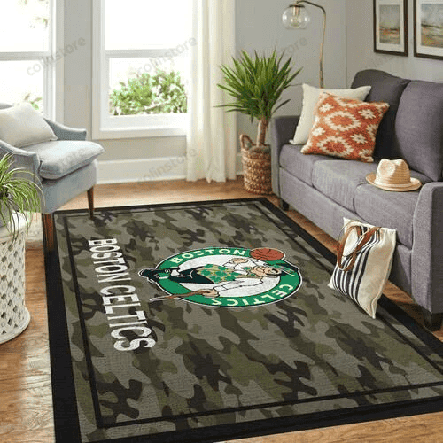 Boston Celtics Camouflage 3D Rectangle Area Rug – Full Print Carpet For Living Room & Bedroom Home Decor