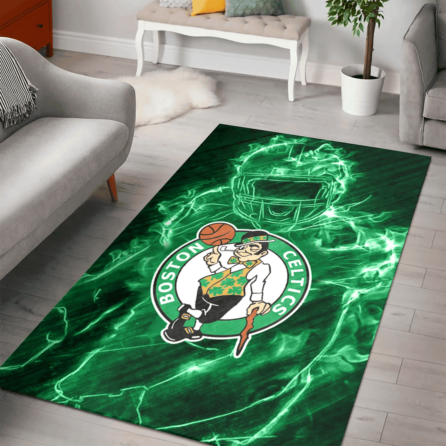 Boston Celtics Legend 3D Full Print Rectangle Area Rug – Full Print Carpet For Living Room & Bedroom Home Decor
