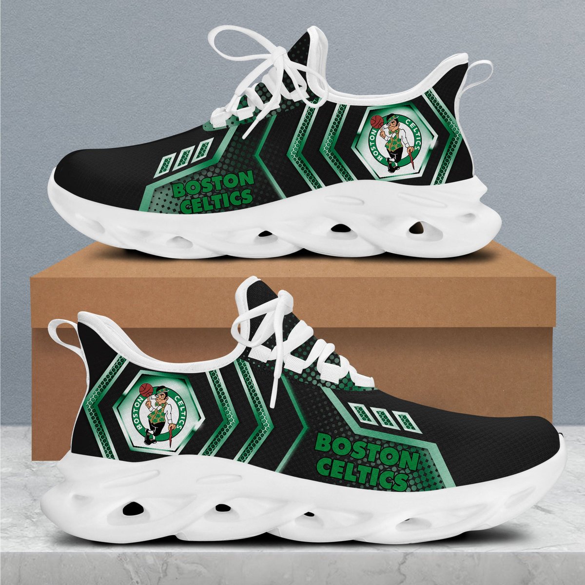 Boston Celtics Max Soul Shoes Sneakers for Men And Women – NBA Basketball Fan Shoes, Team Sneakers