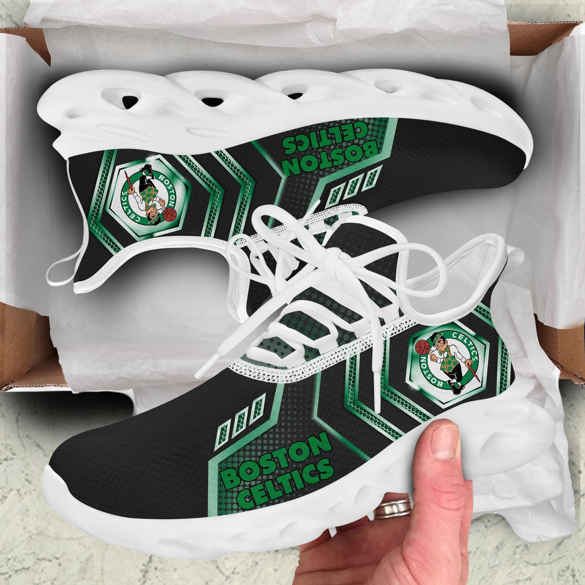 Boston Celtics Max Soul Shoes Sneakers for Men And Women – NBA Basketball Fan Shoes, Team Sneakers - Image 3