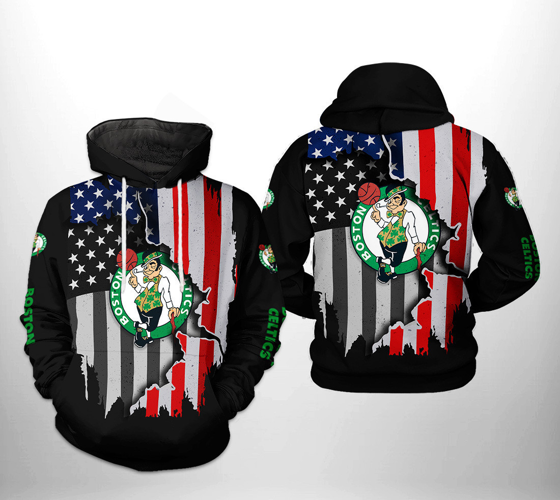 Boston Celtics NBA US Flag Team 3D All Over Print Hoodie & Zip Hoodie