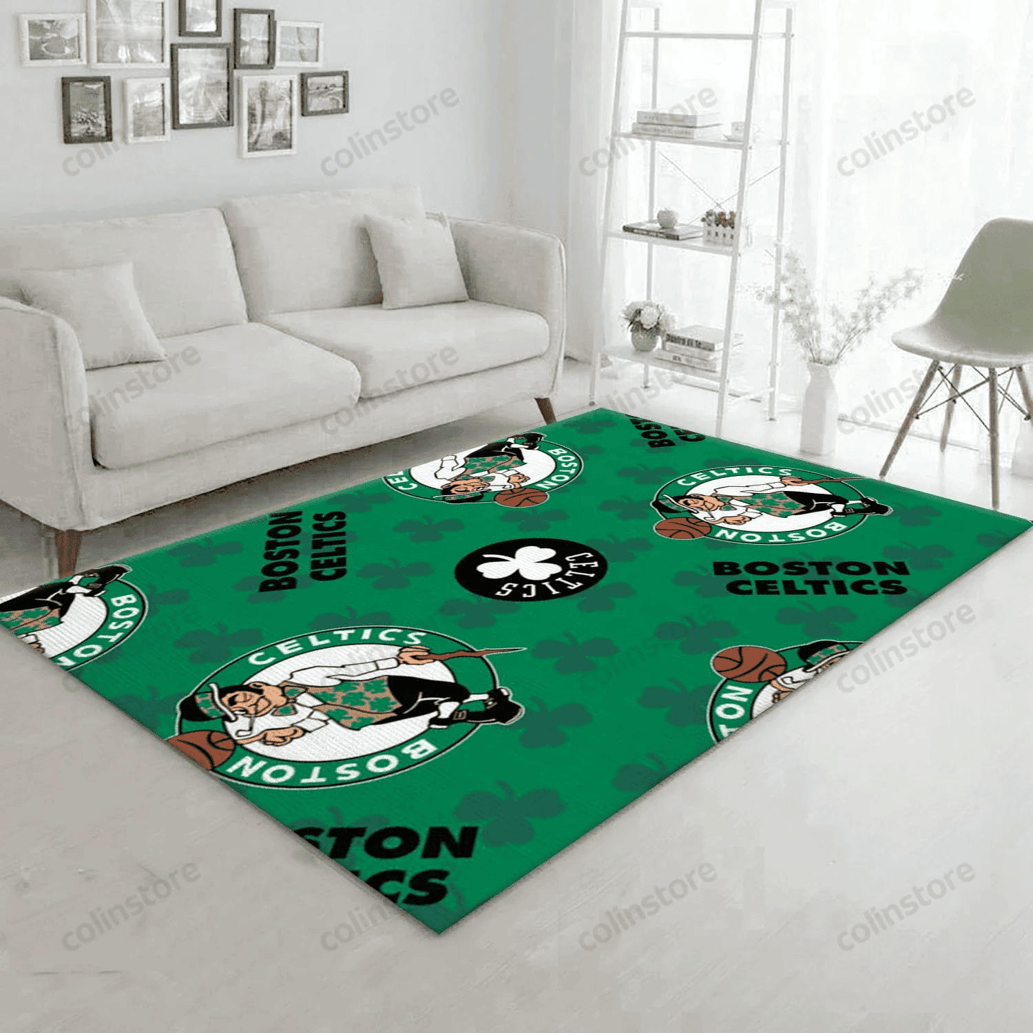 Boston Celtics Patterns 1 Rectangle Area Rug – Full Print Carpet For Living Room & Bedroom Home Decor