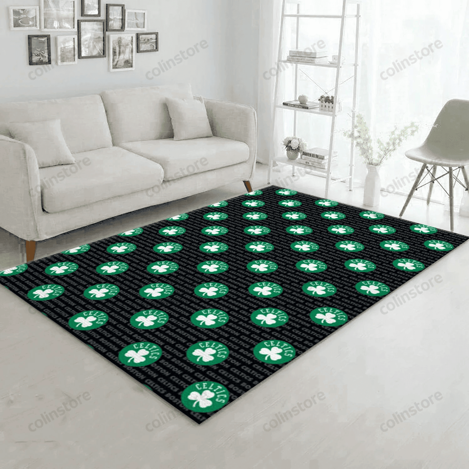 Boston Celtics Patterns 2 Reangle Rectangle Area Rug – Full Print Carpet For Living Room & Bedroom Home Decor