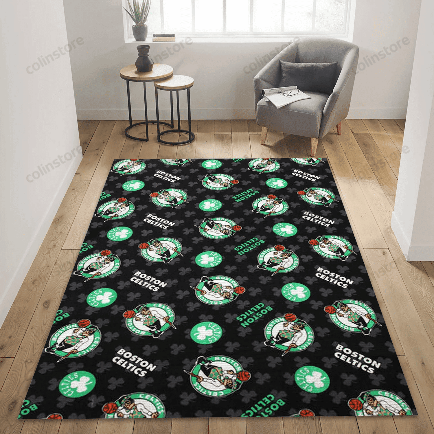 Boston Celtics Patterns 3 Reangle Rectangle Area Rug – Full Print Carpet For Living Room & Bedroom Home Decor