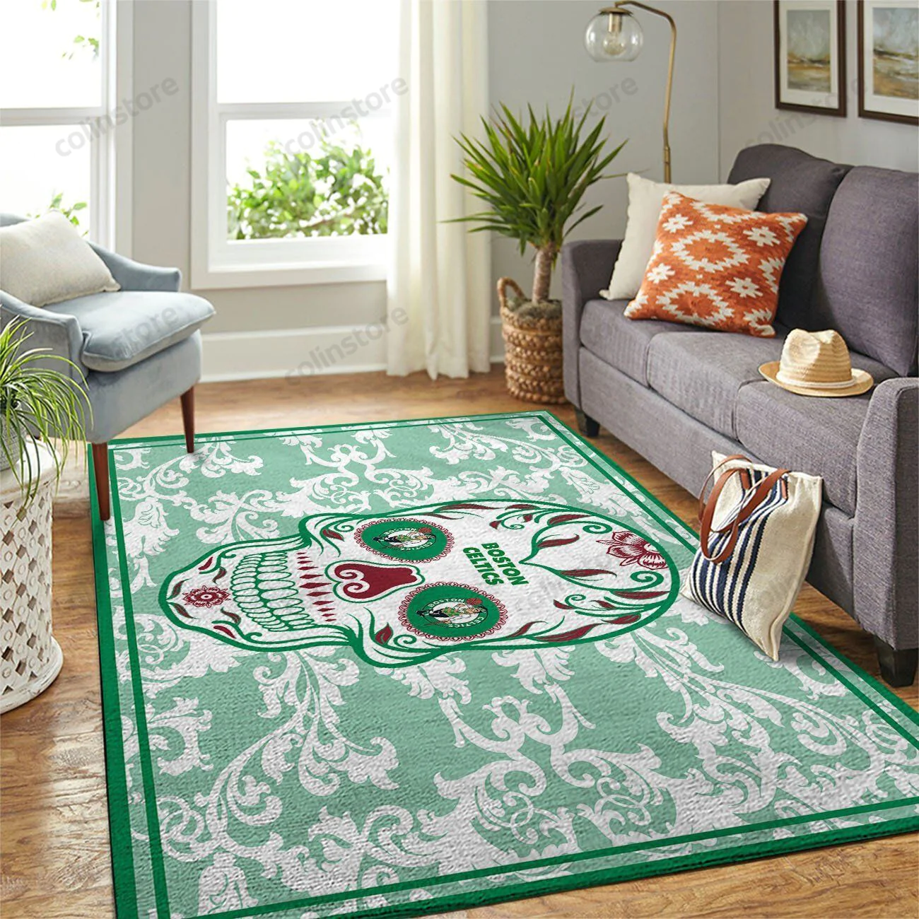 Boston Celtics Rectangle Area Rug – Full Print Carpet For Living Room & Bedroom Home Decor