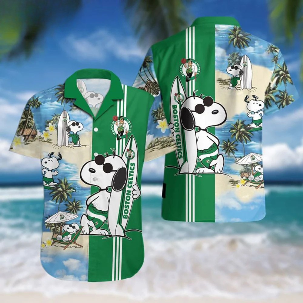 Boston Celtics Snoopy Beach Aloha Hawaiian Shirt for Men & Women