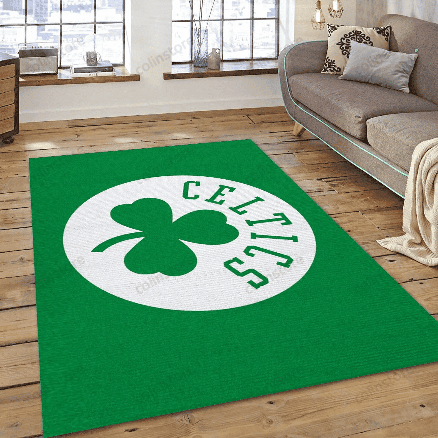 Boston Celtics Team Logo 3D Rectangle Area Rug – Full Print Carpet For Living Room & Bedroom Home Decor