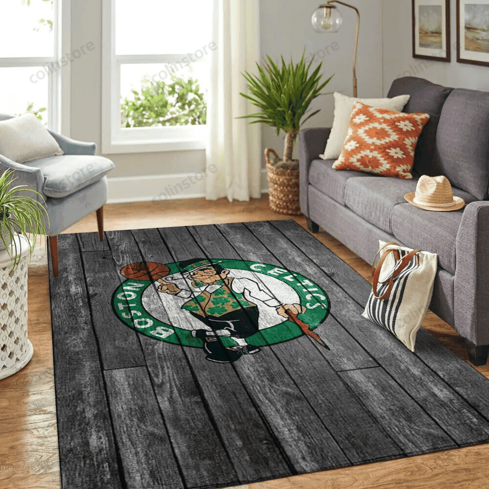 Boston Celtics Team Logo Rectangle Area Rug – Full Print Carpet For Living Room & Bedroom Home Decor