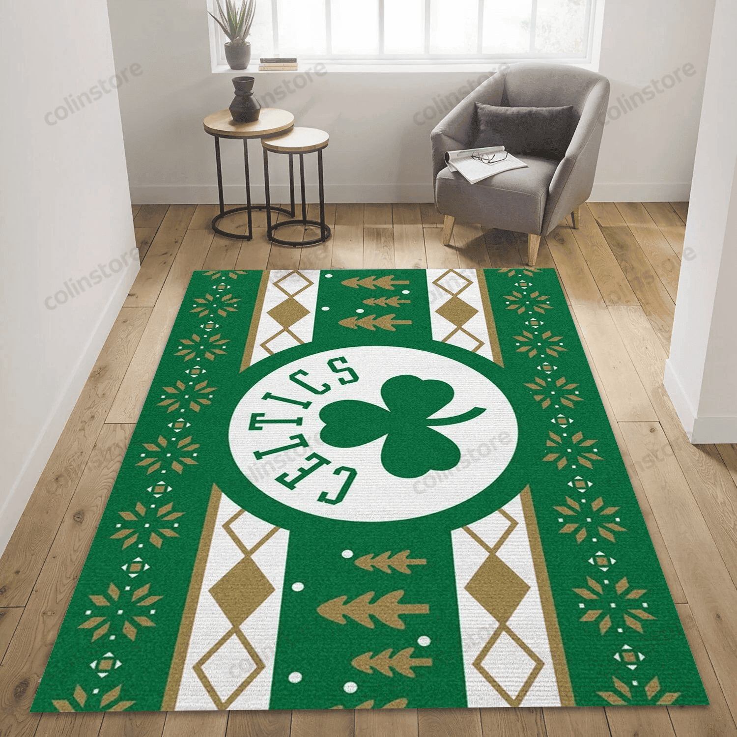 Boston Celtics Team Rectangle Area Rug – Full Print Carpet For Living Room & Bedroom Home Decor