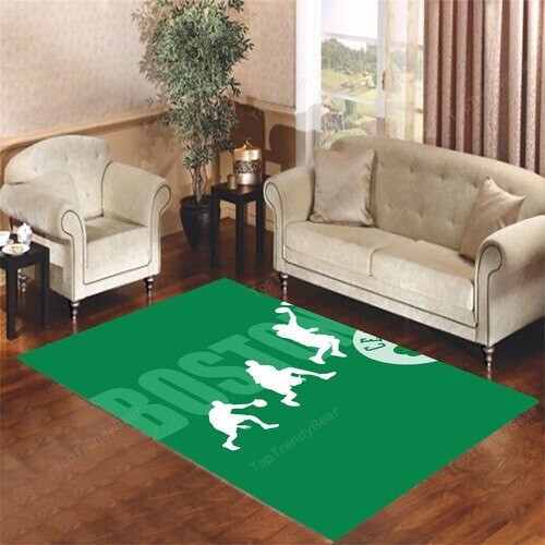 Boston Celtics Wallpaper Rectangle Area Rug – Full Print Carpet For Living Room & Bedroom Home Decor