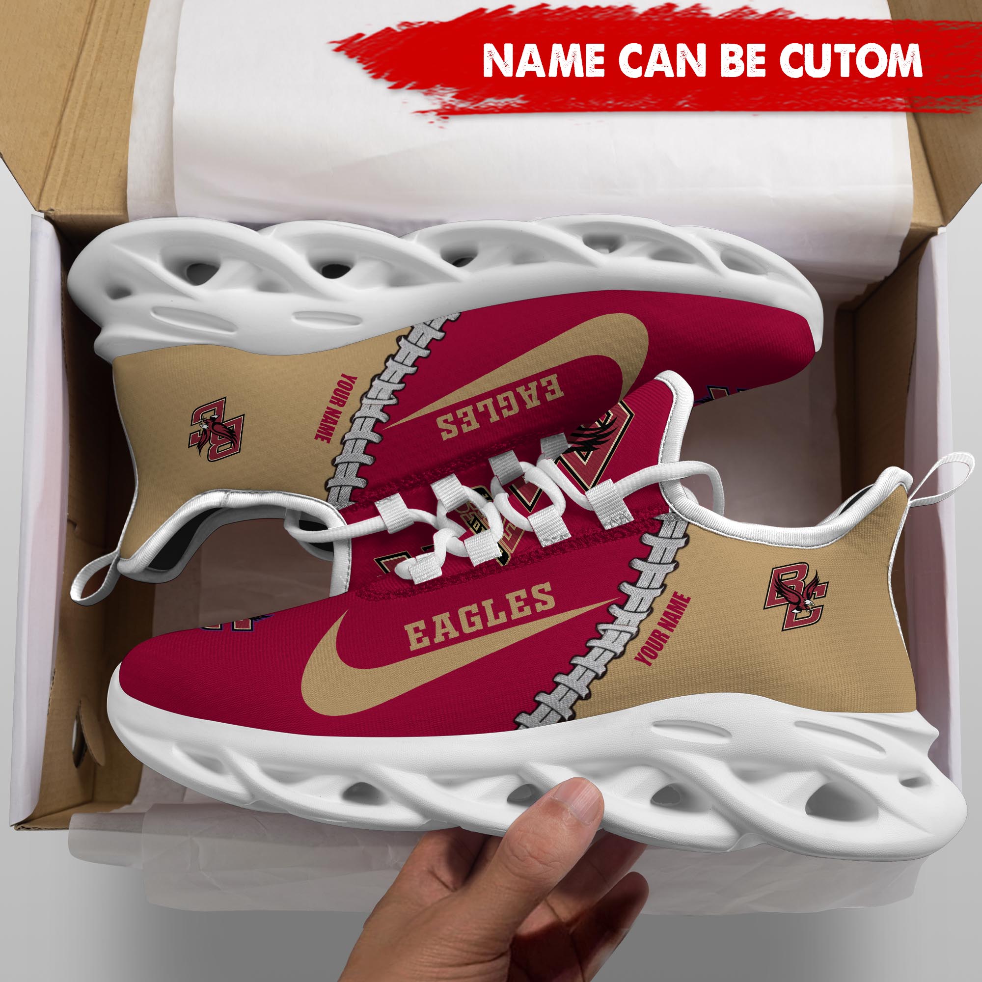 Boston College Eagles Max Soul Shoes Sneakers for Men And Women – NFL Football Fan Shoes, Team Sneakers - Image 5
