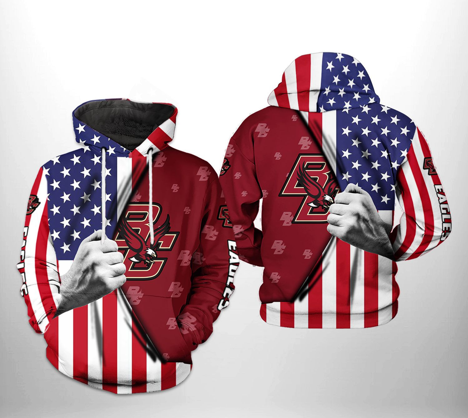 Boston College Eagles NCAA US FLag 3D All Over Print Hoodie & Zip Hoodie