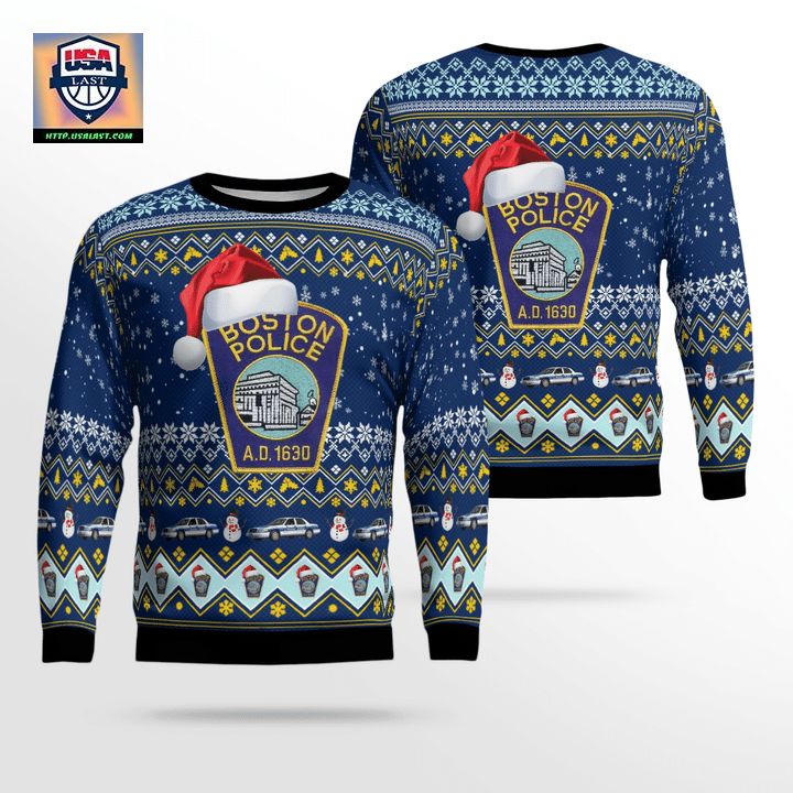 Boston Police Department Christmas AOP Sweater