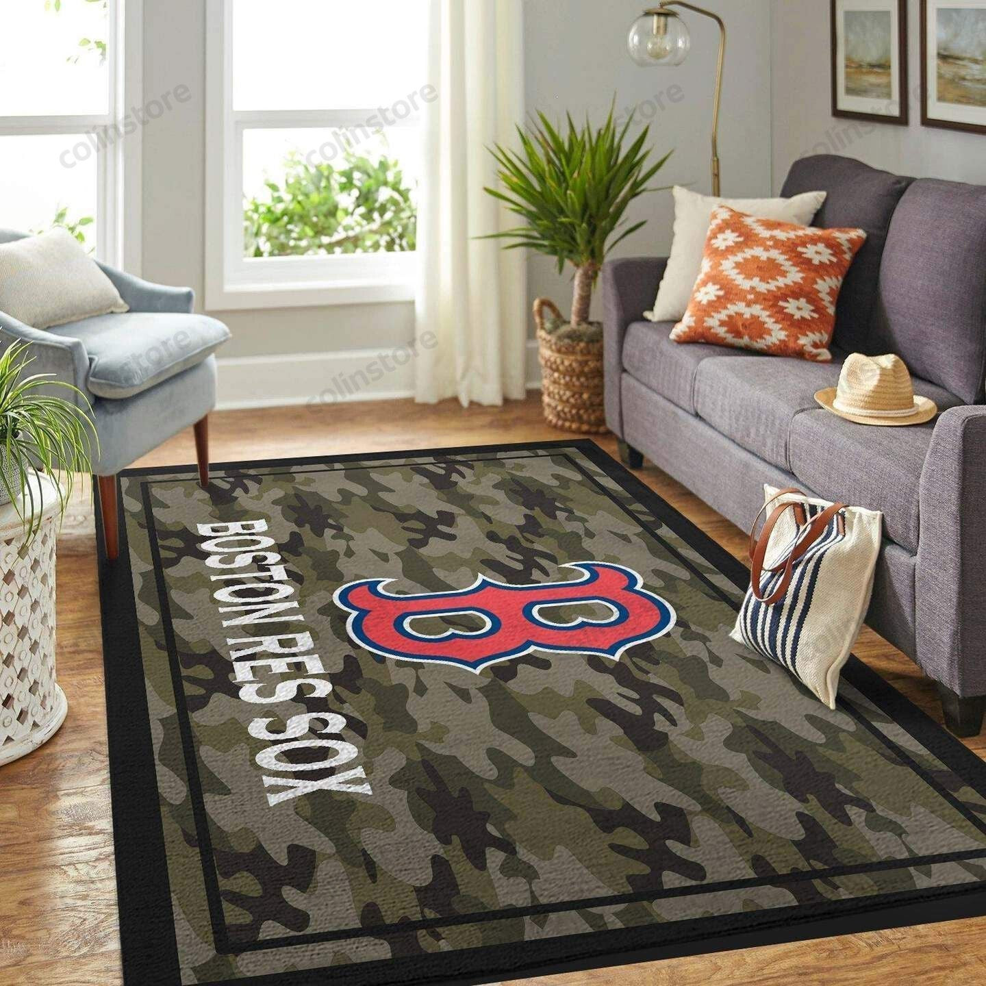 Boston Red Sox Baseball Rectangle Area Rug – Full Print Carpet For Living Room & Bedroom Home Decor