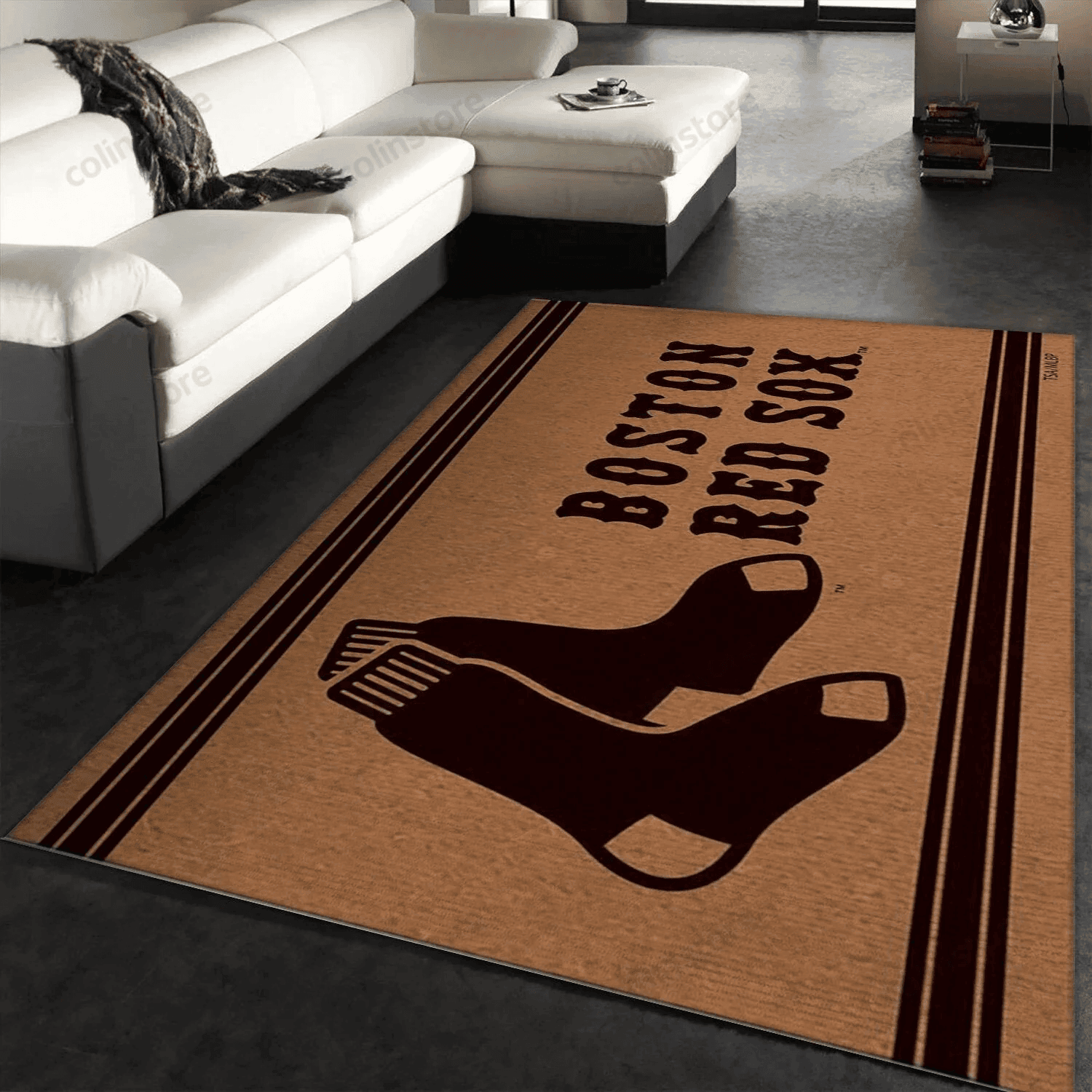 Boston Red Sox Logo Rectangle Area Rug – Full Print Carpet For Living Room & Bedroom Home Decor