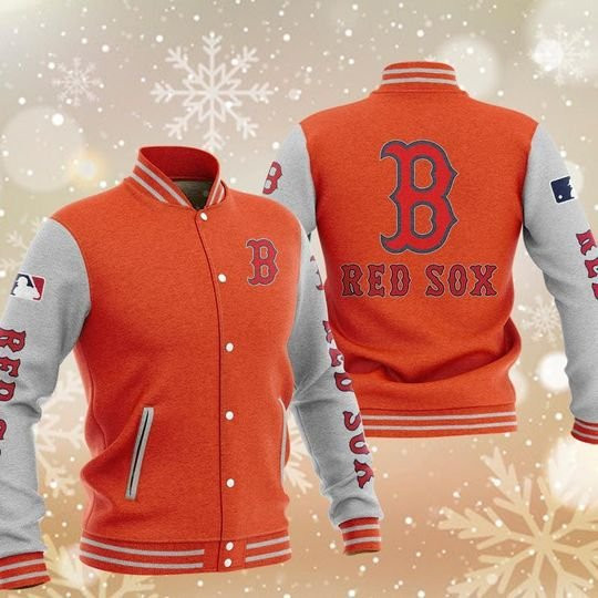 Boston Red Sox Orange White Varsity Baseball Jacket for Men & Women | MLB Team Fan Gift