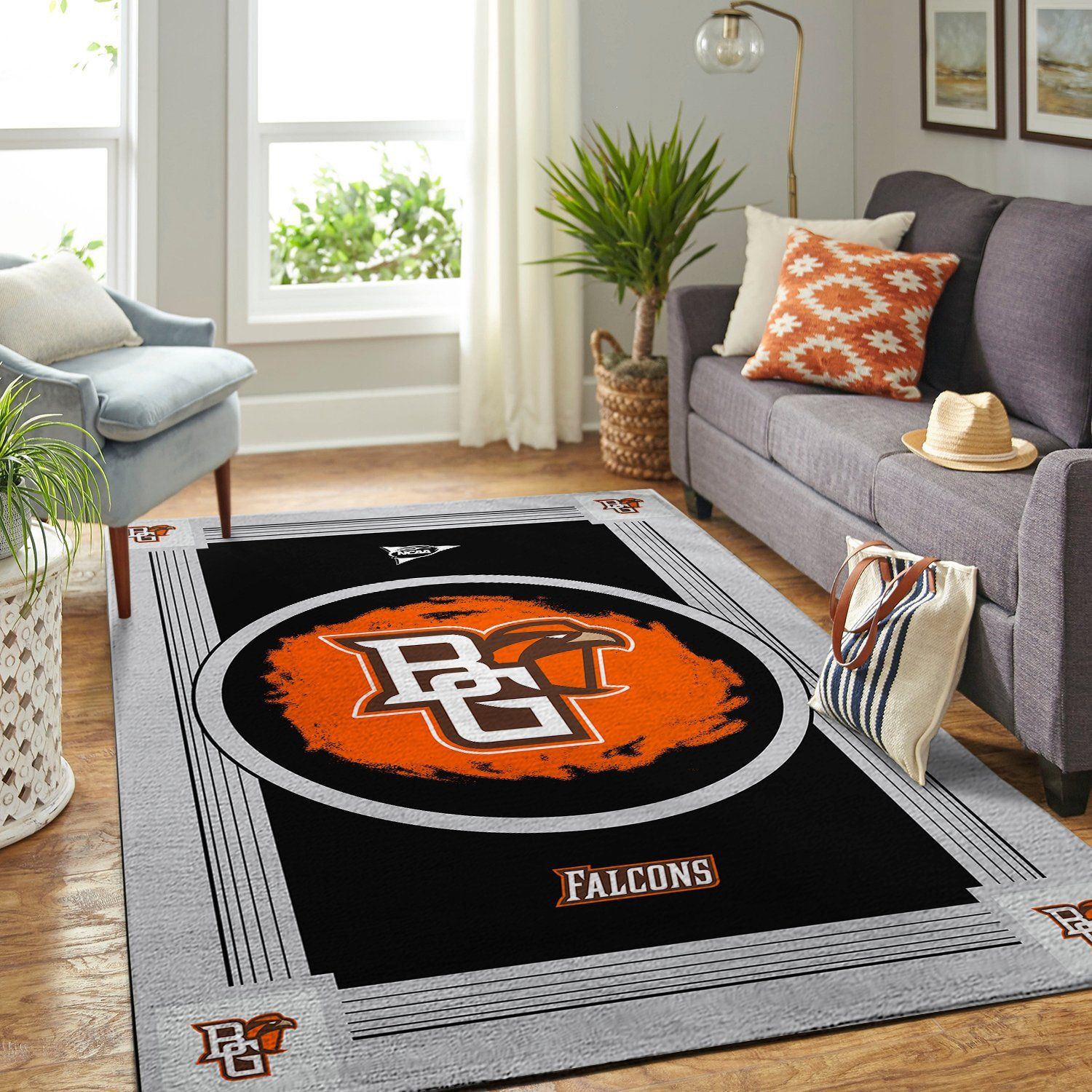 Bowling Green Falcons Team Logo Nice Gift Rectangle Area Rug – Full Print Carpet For Living Room & Bedroom Home Decor