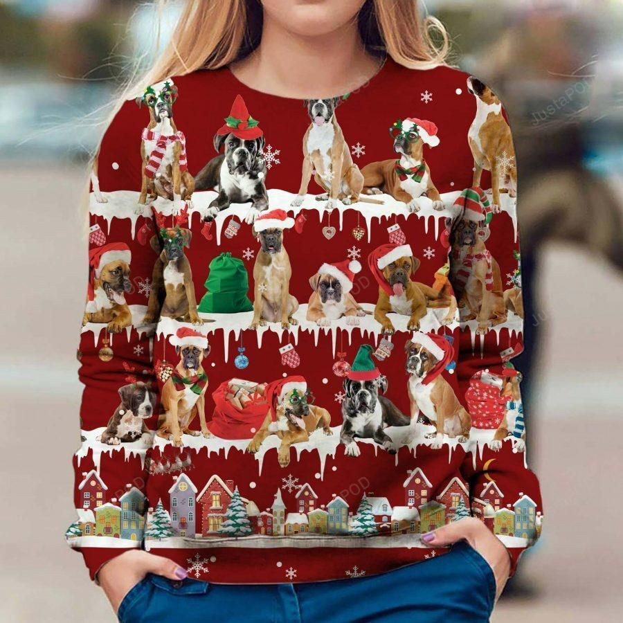 Boxer Snow Christmas Ugly Christmas Sweater, Perfect Holiday Gift
