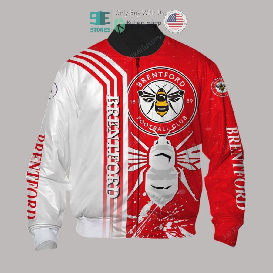 Brentford FC White Red Bomber Jacket | Automotive Jacket for Men & Women | Car Fan Gift