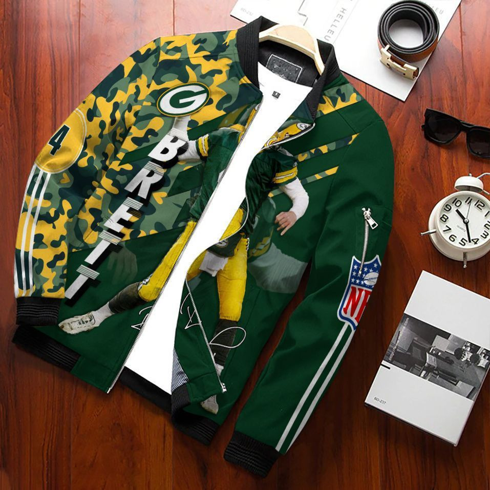 Brett Favre - Green Bay Packers Bomber Jacket | NFL Team Jacket for Men & Women | Football Fan Gift