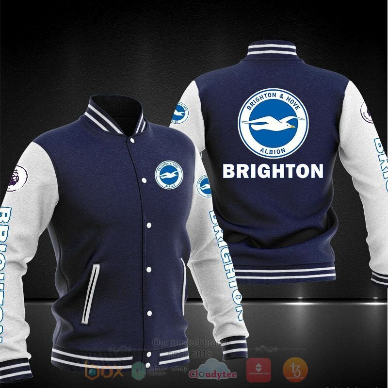 Brighton & Hove Albion Dark Blue Varsity Baseball Jacket for Men & Women | Soccer Team Fan Gift