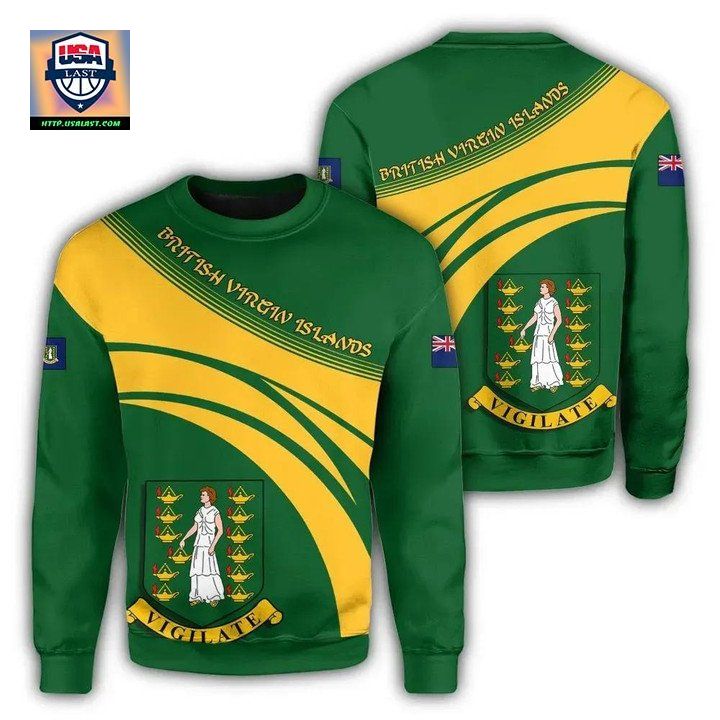British Virgin Islands Coat Of Arms Sweater Cricket Style J5W