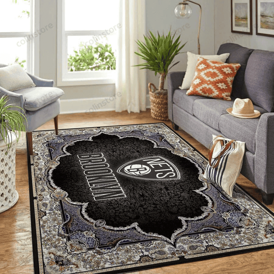 Brooklyn Nets 3D Rectangle Area Rug – Full Print Carpet For Living Room & Bedroom Home Decor