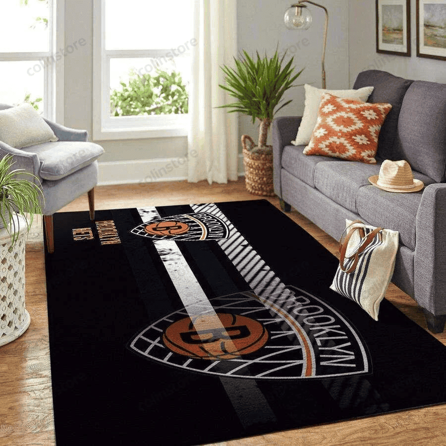 Brooklyn Nets 3D Rectangle Area Rug – Full Print Carpet For Living Room & Bedroom Home Decor