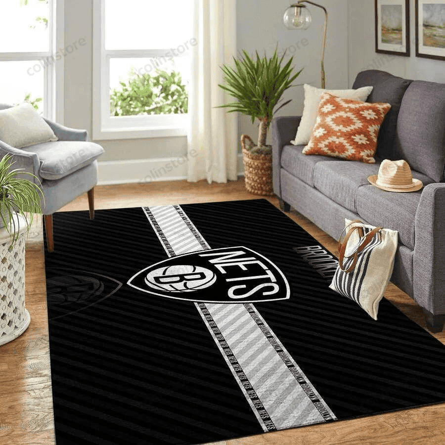 Brooklyn Nets 3D Rectangle Area Rug – Full Print Carpet For Living Room & Bedroom Home Decor