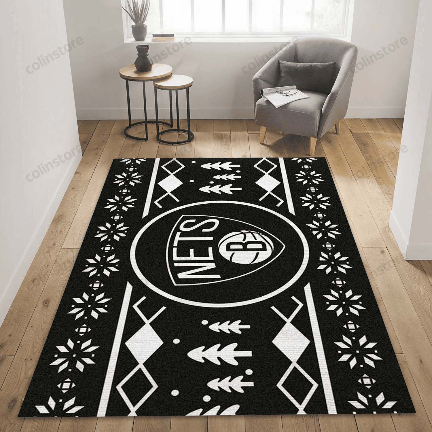Brooklyn Nets 3D Rectangle Area Rug – Full Print Carpet For Living Room & Bedroom Home Decor