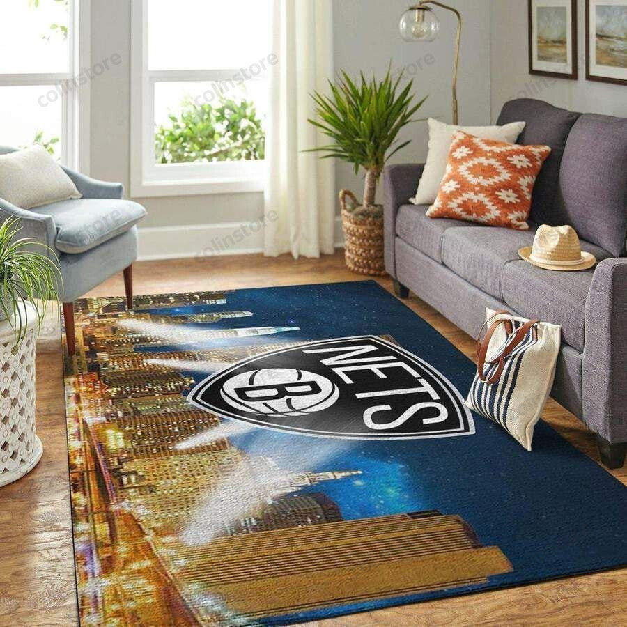 Brooklyn Nets 3D Rectangle Area Rug – Full Print Carpet For Living Room & Bedroom Home Decor