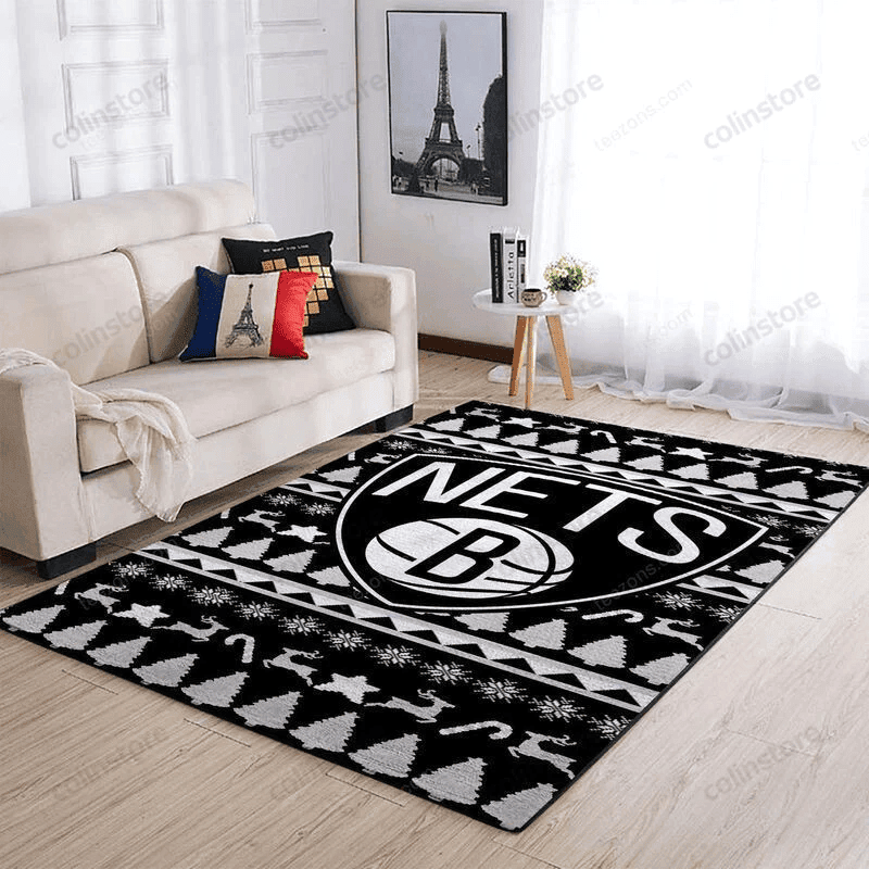Brooklyn Nets 4 3D Rectangle Area Rug – Full Print Carpet For Living Room & Bedroom Home Decor