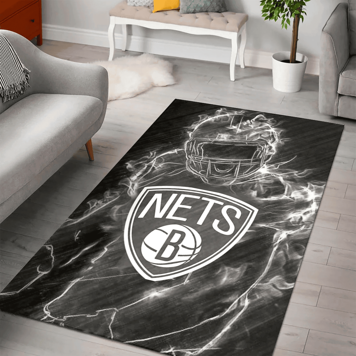 Brooklyn Nets Legend 3D Full Print Rectangle Area Rug – Full Print Carpet For Living Room & Bedroom Home Decor