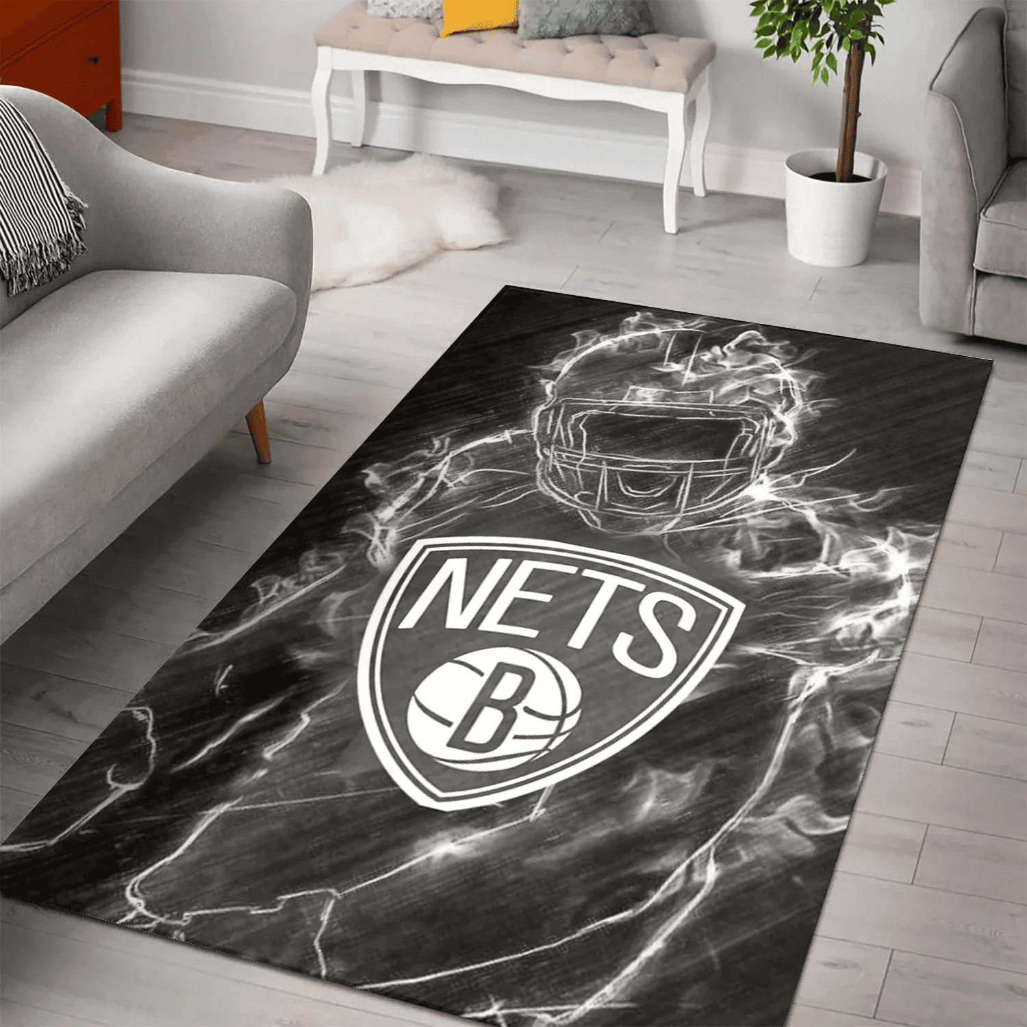 Brooklyn Nets Legend 3D Full Print Rectangle Area Rug – Full Print Carpet For Living Room & Bedroom Home Decor