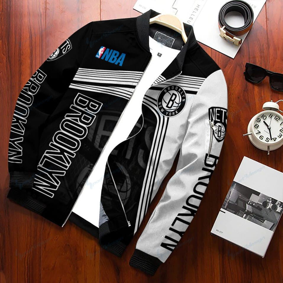 Brooklyn Nets Personalized Bomber Jacket | NBA Team Jacket for Men & Women | Basketball Fan Gift
