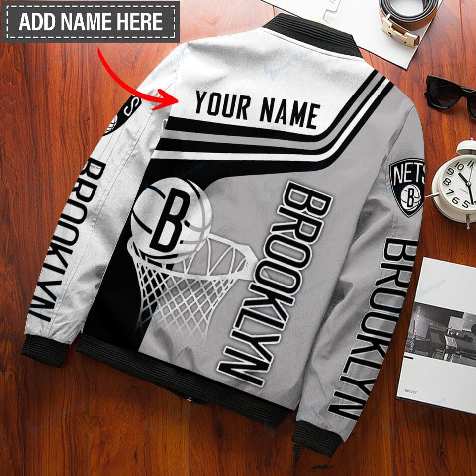 Brooklyn Nets Personalized Bomber Jacket | NBA Team Jacket for Men & Women | Basketball Fan Gift
