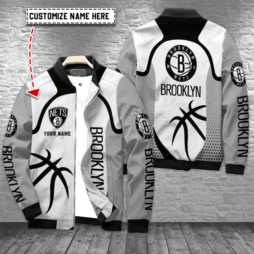 Brooklyn Nets Personalized Bomber Jacket | NBA Team Jacket for Men & Women | Basketball Fan Gift